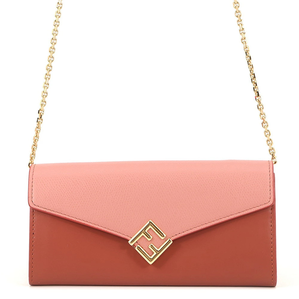 Fendi Chain Wallet FF Diamond Bicolor Leather